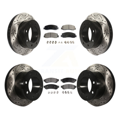Drill Slot Brake Rotors Ceramic Pad Front Rear Kit For Ford F-250 Super Duty 4WD