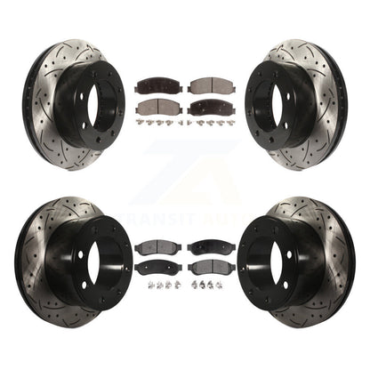Drill Slot Brake Rotors Ceramic Pad Front Rear Kit For Ford F-250 Super Duty 4WD