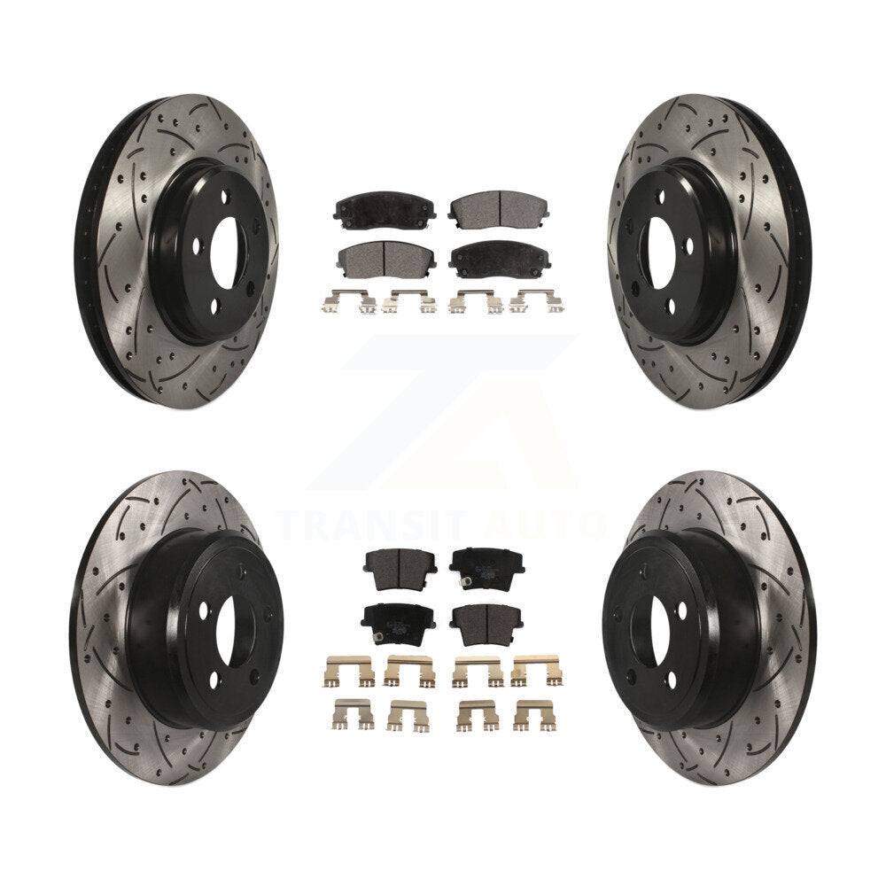 Drill Slot Brake Rotor Ceramic Pad Front Rear Kit For Dodge Charger Chrysler 300