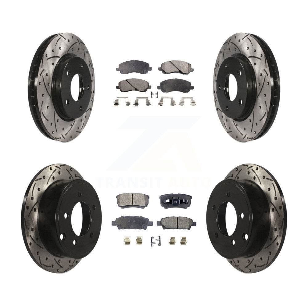 Drilled Slot Brake Rotors Ceramic Pad Front Rear Kit For Mitsubishi Lancer Dodge