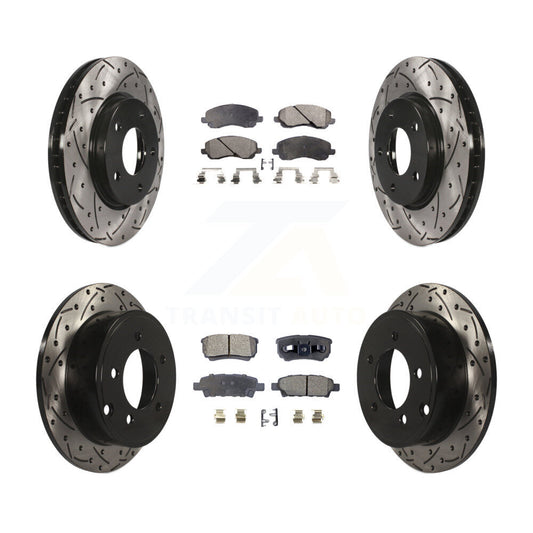 Drilled Slot Brake Rotors Ceramic Pad Front Rear Kit For Mitsubishi Lancer Dodge
