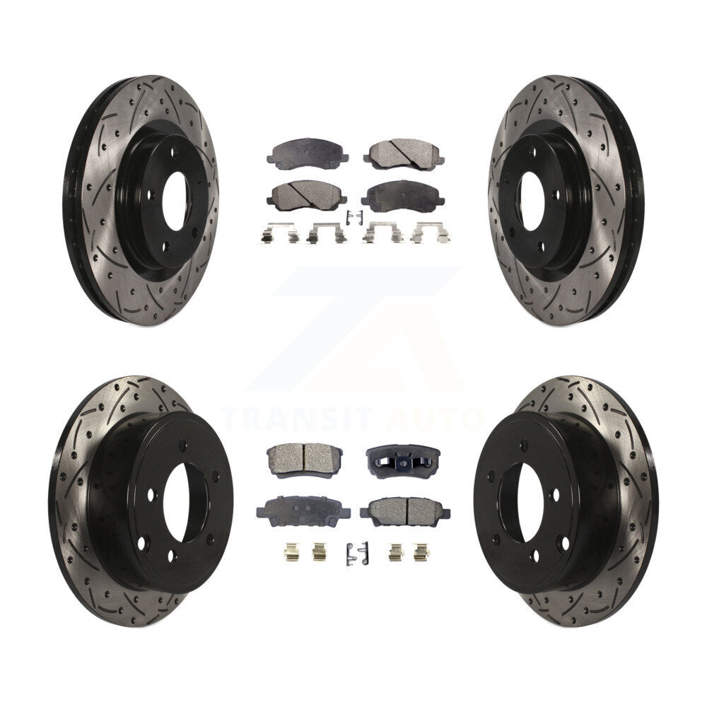 Drill Slot Brake Rotor Ceramic Pad Front Rear Kit For Jeep Patriot Compass Dodge