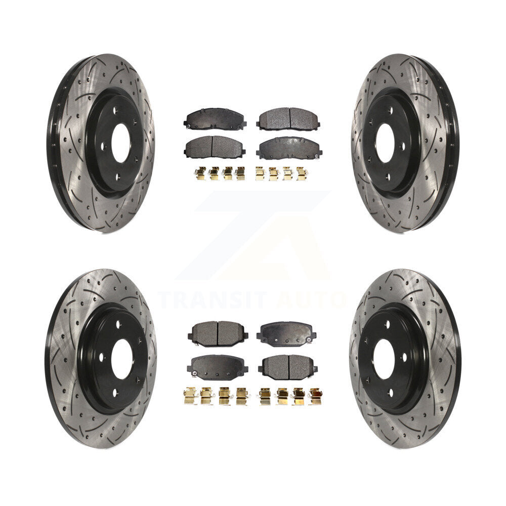 Drill Slot Brake Rotor Ceramic Pad Front Rear Kit For Dodge Grand Caravan Town &