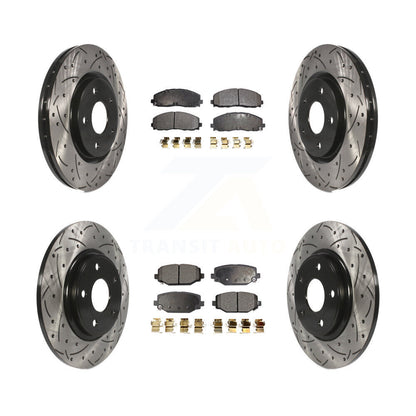Drill Slot Brake Rotor Ceramic Pad Front Rear Kit For Dodge Grand Caravan Town &