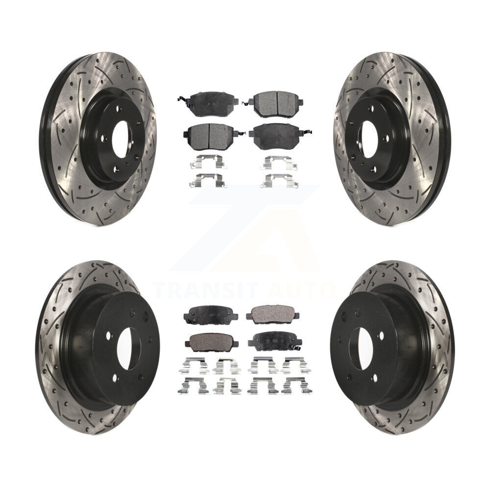 Drill Slot Disc Brake Rotors Ceramic Pad Front Rear Kit For Nissan Altima Maxima