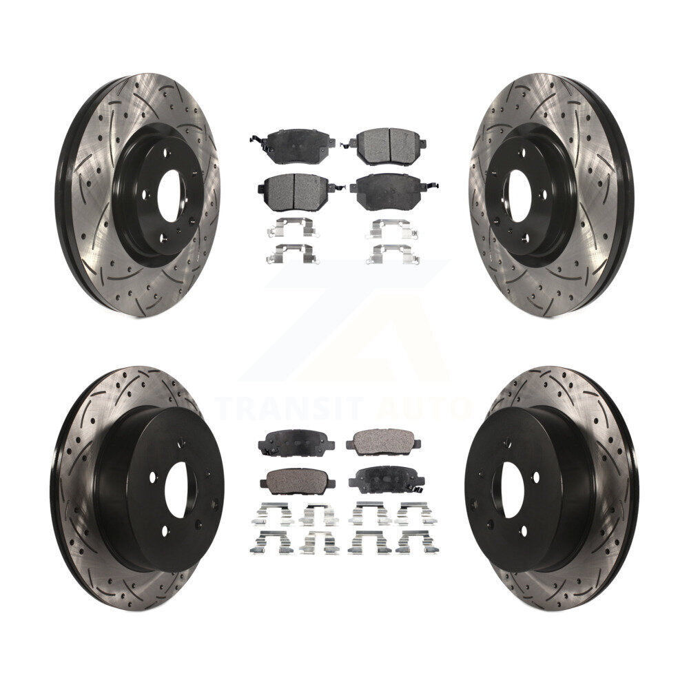 Coated Drill Slot Disc Brake Rotors Ceramic Pad Front Rear Kit For Nissan Murano