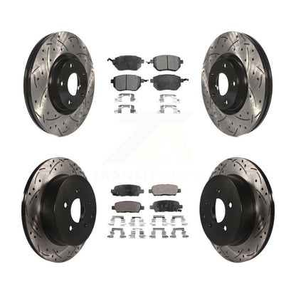 Coated Drill Slot Disc Brake Rotors Ceramic Pad Front Rear Kit For Nissan Murano
