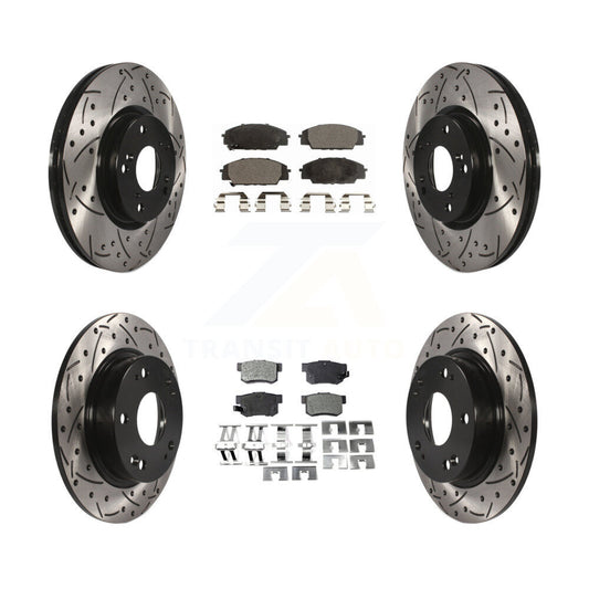 Drill Slot Disc Brake Rotor Ceramic Pad Front Rear Kit For Honda Civic Acura CSX