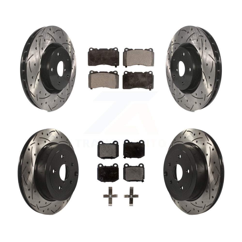 Drilled Slot Brake Rotor & Ceramic Pad Front Rear Kit For Subaru Impreza WRX STI