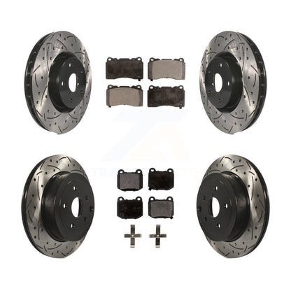Drilled Slot Brake Rotor & Ceramic Pad Front Rear Kit For Subaru Impreza WRX STI