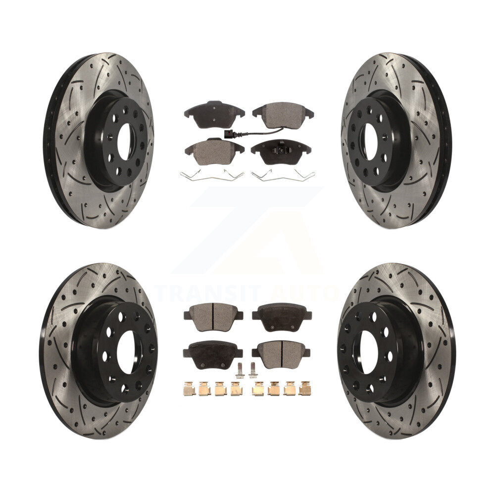 Drill Slot Disc Brake Rotor Ceramic Pad Front Rear Kit For Volkswagen Beetle GTI