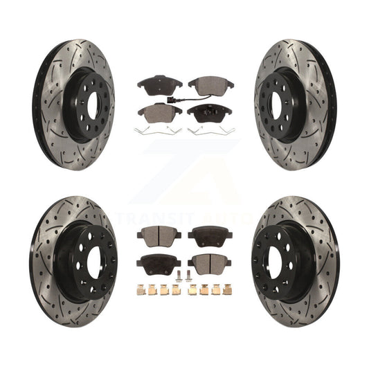 Drill Slot Disc Brake Rotor Ceramic Pad Front Rear Kit For Volkswagen Beetle GTI