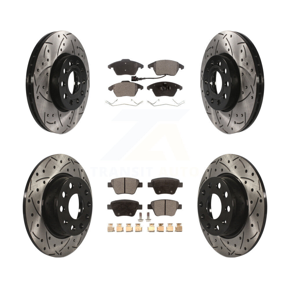 Drilled Slot Disc Brake Rotor & Ceramic Pad Front Rear Kit For Volkswagen Beetle