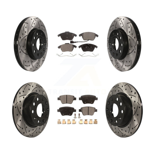 Drilled Slot Disc Brake Rotor & Ceramic Pad Front Rear Kit For Volkswagen Beetle