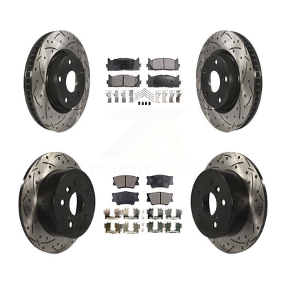 Drilled Slot Brake Rotor Ceramic Pad Front Rear Kit For Toyota Camry Lexus ES350