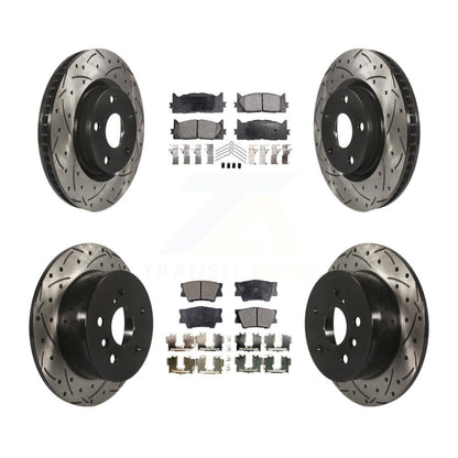 Drilled Slot Brake Rotor Ceramic Pad Front Rear Kit For Toyota Camry Lexus ES350