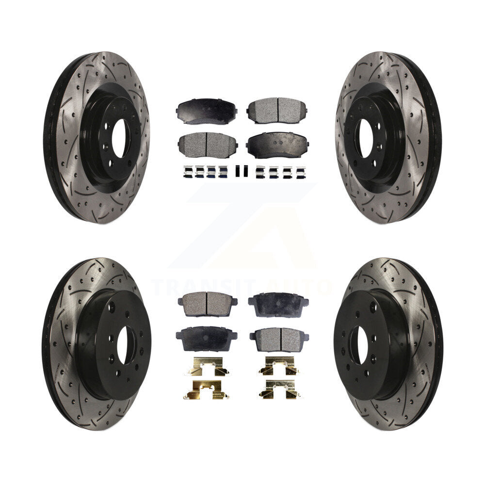 Drill Slot Disc Brake Rotors Ceramic Pad Front Rear Kit For 2007-2015 Mazda CX-9