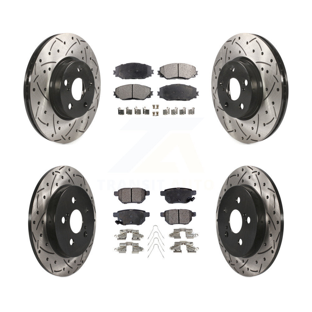 Drill Slot Brake Rotor Ceramic Pad Front Rear Kit For Toyota Corolla Matrix Vibe