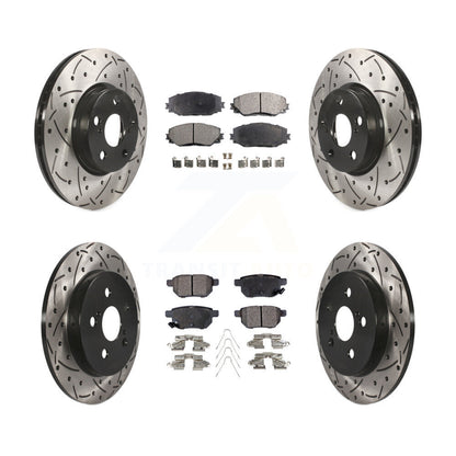 Drill Slot Brake Rotor Ceramic Pad Front Rear Kit For Toyota Corolla Matrix Vibe