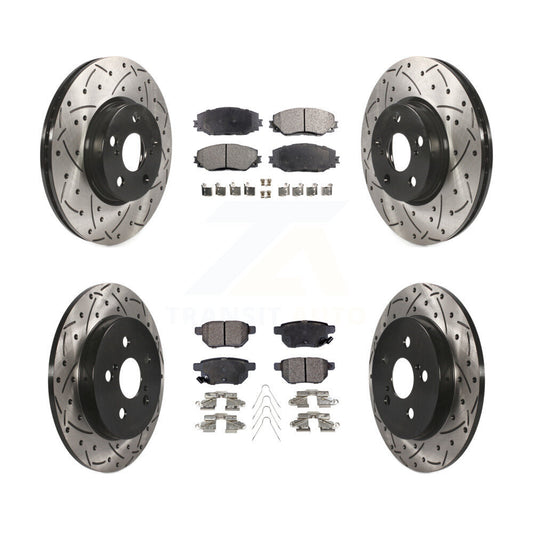 Drill Slot Brake Rotor Ceramic Pad Front Rear Kit For Toyota Corolla Matrix Vibe