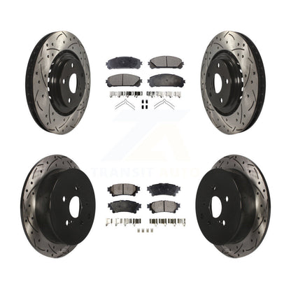 Drilled Slot Brake Rotor Ceramic Pad Front Rear Kit For Toyota Sienna Highlander