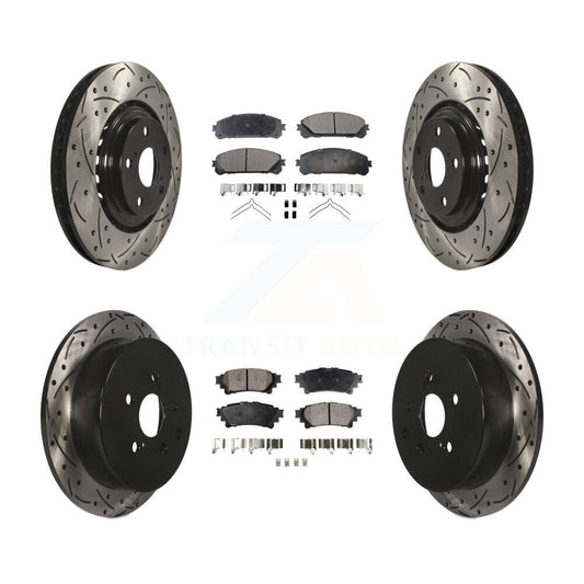 Drilled Slot Brake Rotor Ceramic Pad Front Rear Kit For Toyota Sienna Highlander