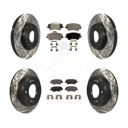 Drill Slot Brake Rotor Ceramic Pad Front Rear Kit For 17-20 Hyundai Elantra 2.0L