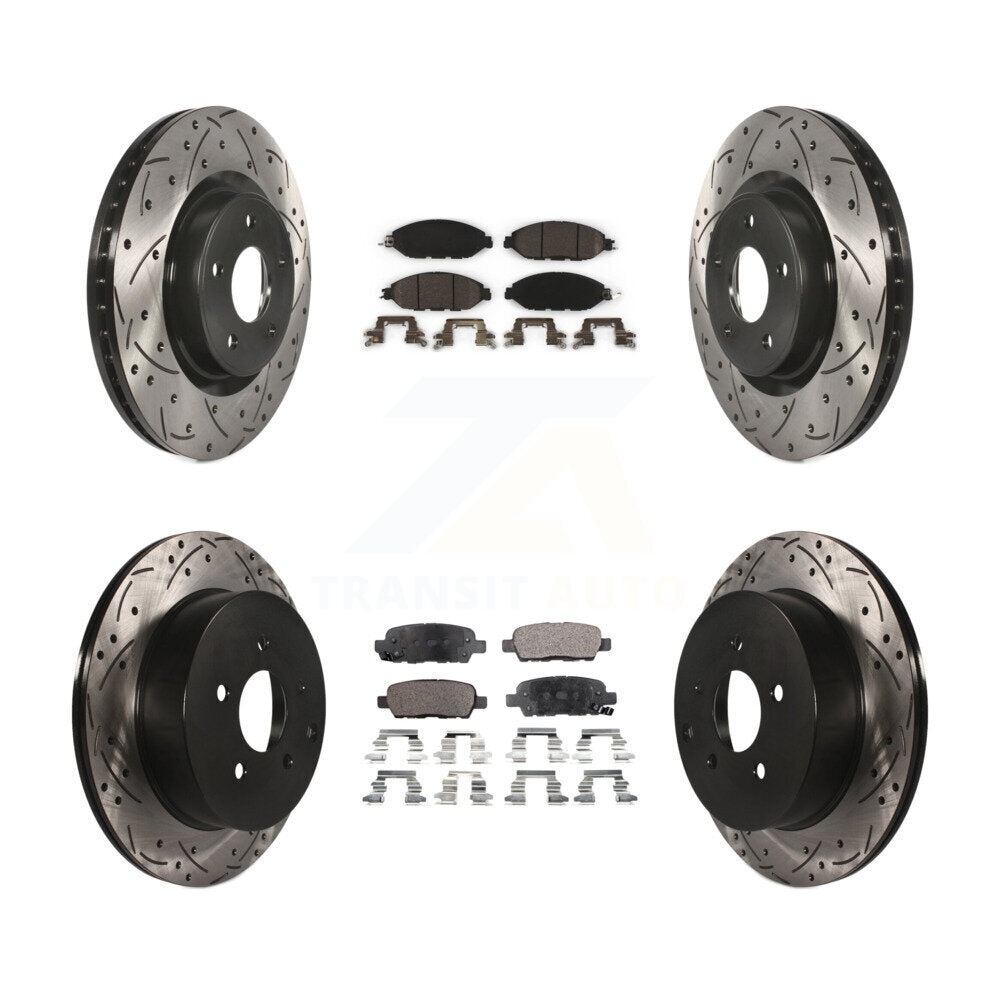 Drilled Slot Brake Rotor Ceramic Pad Front Rear Kit For Nissan Murano Pathfinder