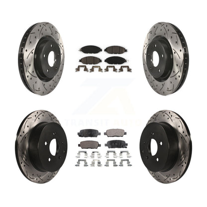 Drilled Slot Brake Rotor Ceramic Pad Front Rear Kit For Nissan Murano Pathfinder