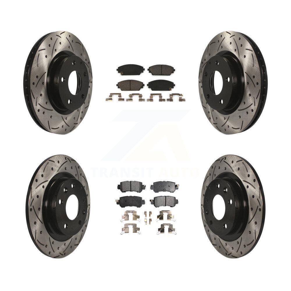 Drilled Slot Brake Rotor Ceramic Pad Front Rear Kit For 2016-2018 Mazda CX-3 AWD