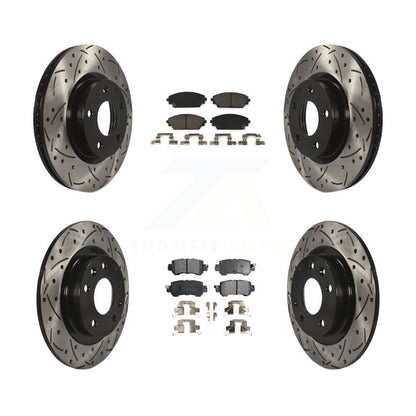 Drilled Slot Brake Rotor Ceramic Pad Front Rear Kit For 2016-2018 Mazda CX-3 AWD