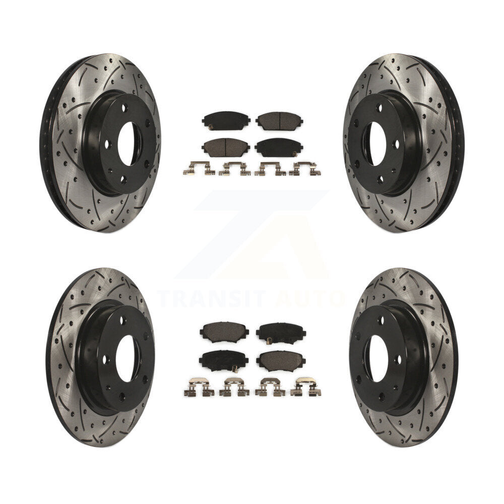 Coated Drill Slot Disc Brake Rotors Ceramic Pad Front Rear Kit For Mazda 3 Sport