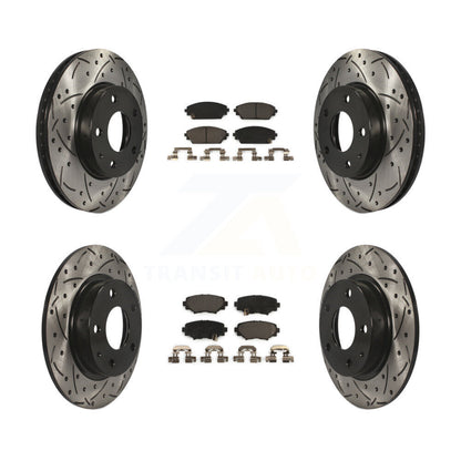 Coated Drill Slot Disc Brake Rotors Ceramic Pad Front Rear Kit For Mazda 3 Sport