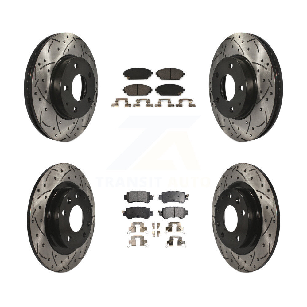 Drilled Slot Brake Rotor Ceramic Pad Front Rear Kit For 2016-2018 Mazda CX-3 FWD