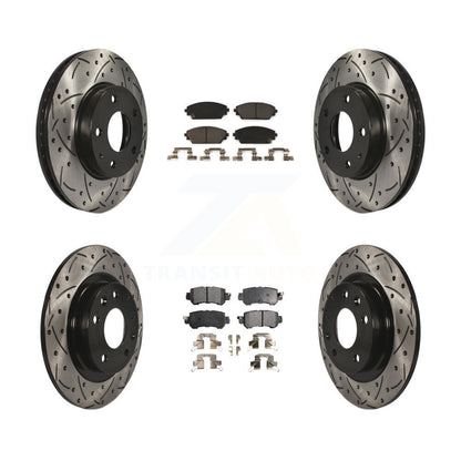Drilled Slot Brake Rotor Ceramic Pad Front Rear Kit For 2016-2018 Mazda CX-3 FWD