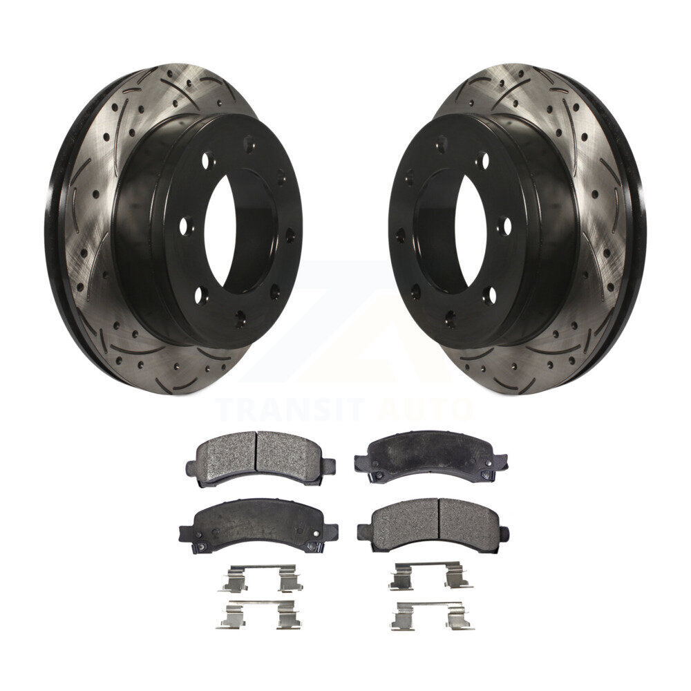 Drill Slot Brake Rotors Ceramic Pad Rear Kit For Chevrolet GMC Express 2500 3500