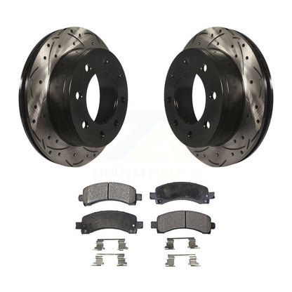 Drill Slot Brake Rotors Ceramic Pad Rear Kit For Chevrolet GMC Express 2500 3500