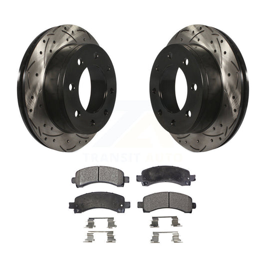 Drill Slot Brake Rotors Ceramic Pad Rear Kit For Chevrolet GMC Express 2500 3500