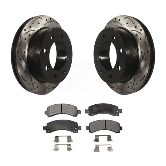 Drilled Slot Brake Rotor Ceramic Pad Rear Kit For GMC Chevrolet Savana 3500 2500