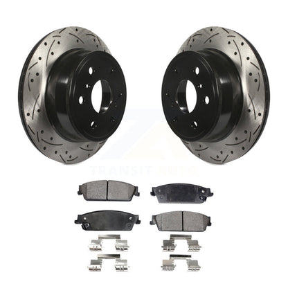 Drill Slot Brake Rotors Ceramic Pad Rear Kit For Chevrolet GMC Sierra 1500 Tahoe