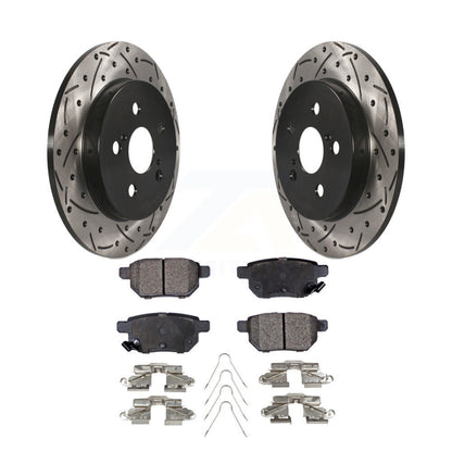 Drill Slot Brake Rotor Ceramic Pad Rear Kit For Toyota Corolla Matrix Prius Vibe