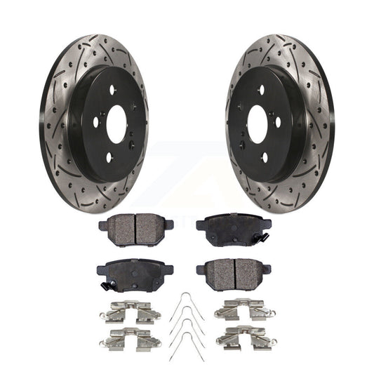 Drill Slot Brake Rotor Ceramic Pad Rear Kit For Toyota Corolla Matrix Prius Vibe