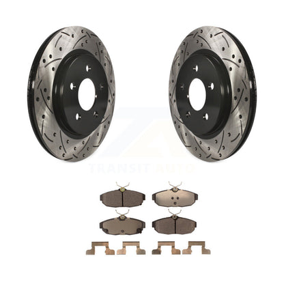 Coated Drilled Slotted Disc Brake Rotors & Ceramic Pad Rear Kit For Ford Mustang