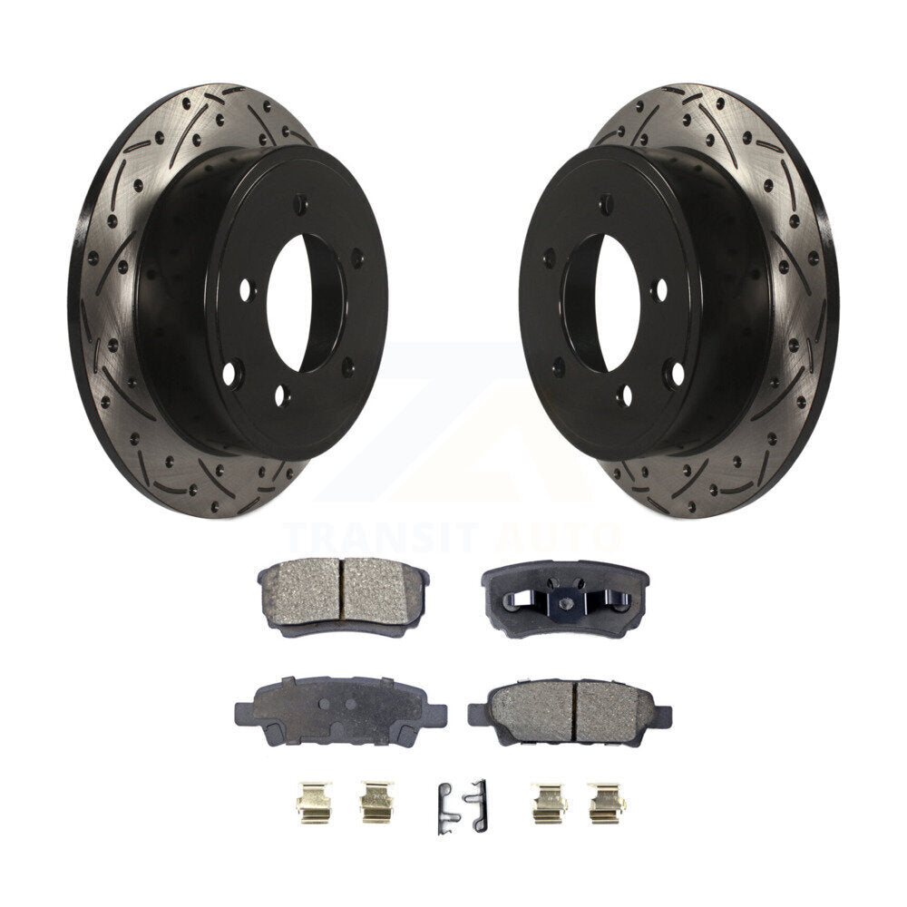 Drilled Slot Brake Rotor Ceramic Pad Rear Kit For Jeep Mitsubishi Lancer Patriot