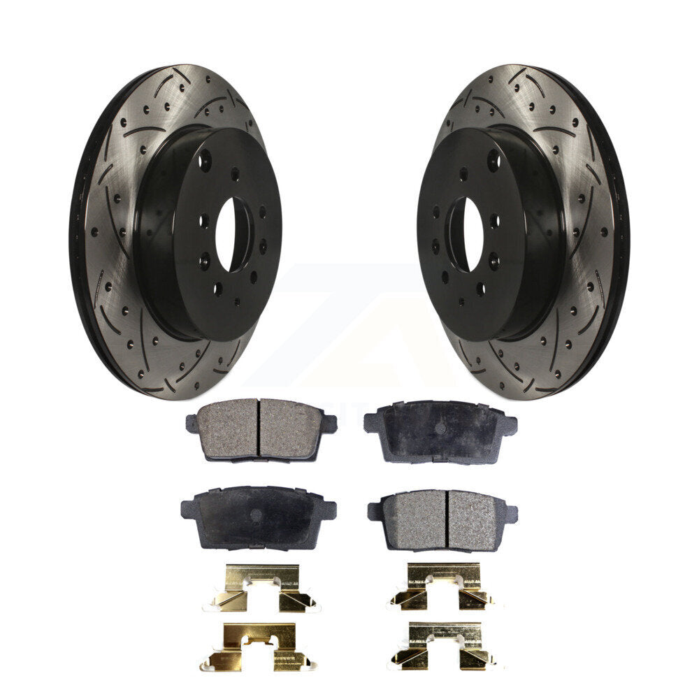 Coated Drill Slot Disc Brake Rotor Ceramic Pad Rear Kit For 2007-2015 Mazda CX-9