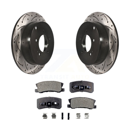 Drill Slot Disc Brake Rotor Ceramic Pad Rear Kit For Mitsubishi Lancer Outlander