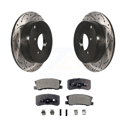 Drill Slot Disc Brake Rotor Ceramic Pad Rear Kit For Mitsubishi Lancer Outlander