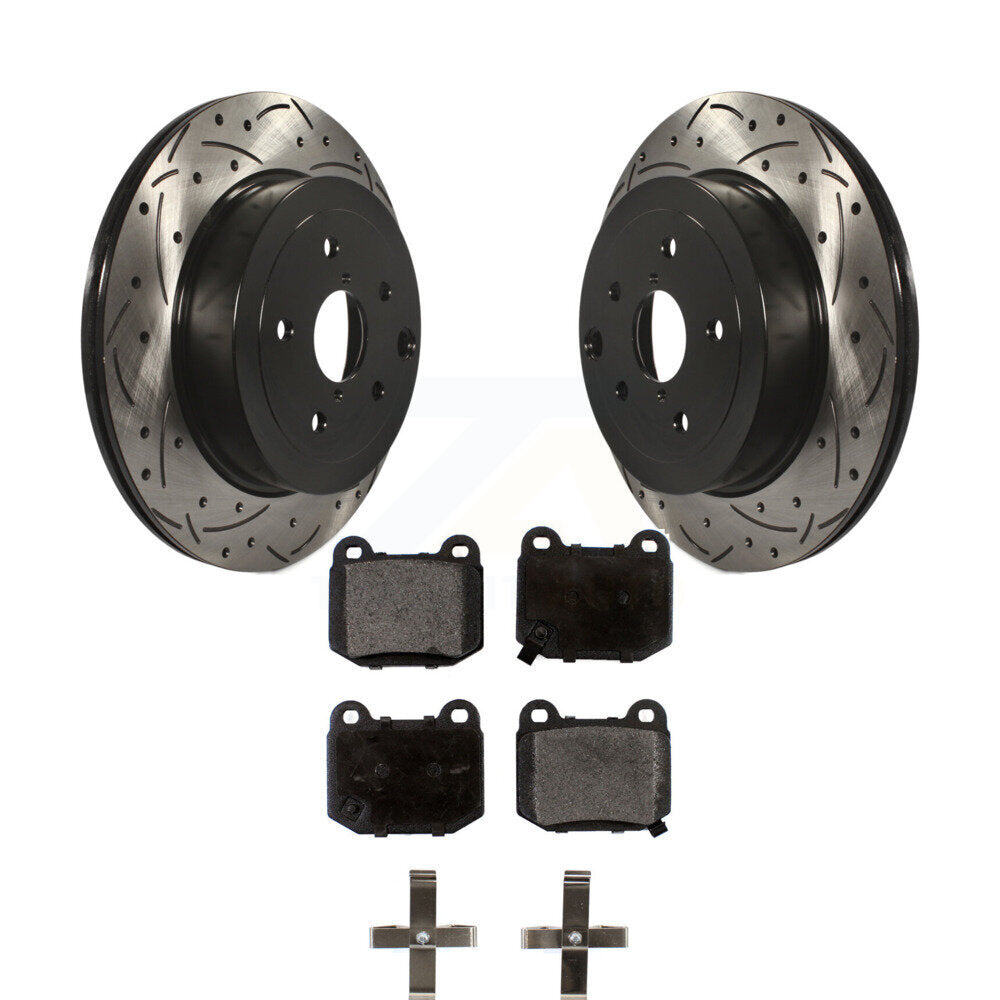 Coat Drill Slot Disc Brake Rotor Ceramic Pad Rear Kit For Subaru Impreza WRX STI