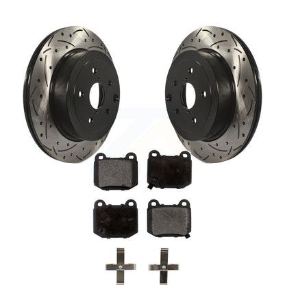 Coat Drill Slot Disc Brake Rotor Ceramic Pad Rear Kit For Subaru Impreza WRX STI