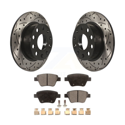 Drill Slot Brake Rotor Ceramic Pad Rear Kit For Volkswagen Jetta Eos Audi A3 GTI